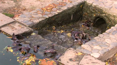 Water in man-made cascade Stock Footage 1016290