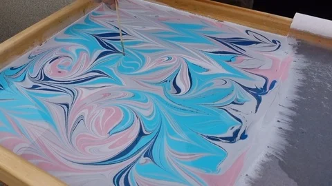 Water marbling technique Stock Footage 105683350