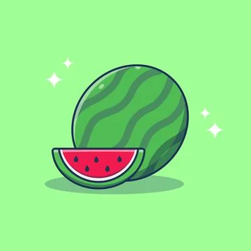 Water Melon Fruit and slice of watermelon fruit Vector Illustration Stock Illustration