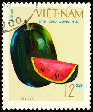 Water-melon on postage stamp Stock-Fotos