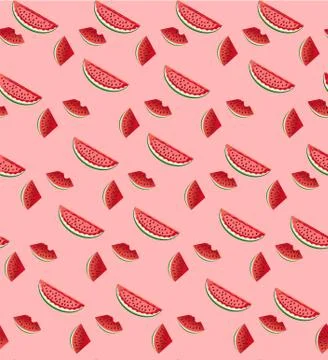Water Melon Seamless Pattern Striped Stock Illustration