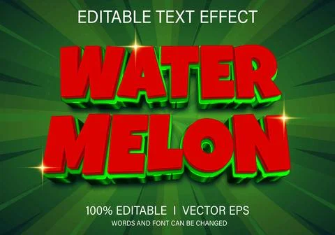 Water melon vector text effect with modern style design Stock Illustration