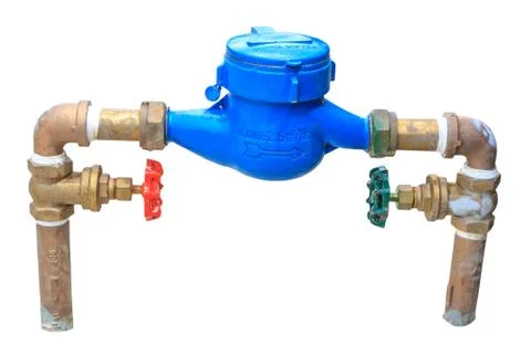 Water meter and valve isolate Stock Photos