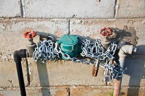 Water meter with chain 库存照片