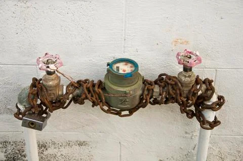 Water meter with chain Stock Photos