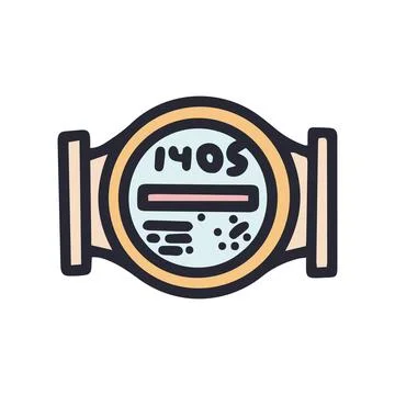 Water meter color vector doodle simple icon Stock Illustration