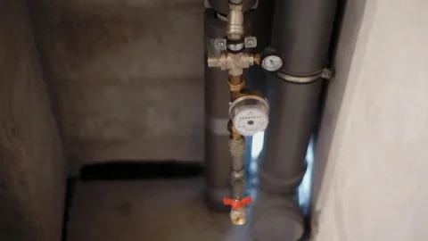 Water meter in the house Stock Footage 81833299