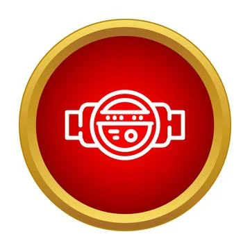Water meter icon measuring consumption within red circle Stock Illustration