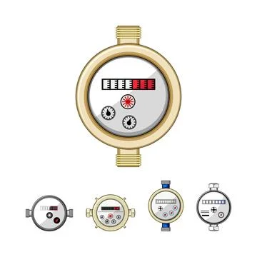 Water meter measuring tool vector illustration set Stock Illustration