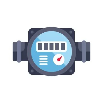 Water meter measuring water consumption with pipes, illustration Stock Illustration