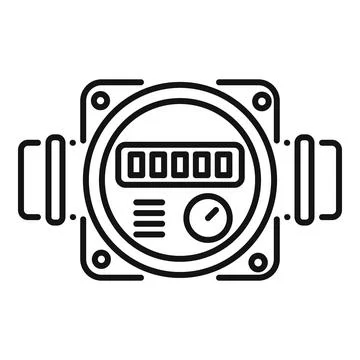 Water meter showing consumption data with pipes and digital display Stock Illustration