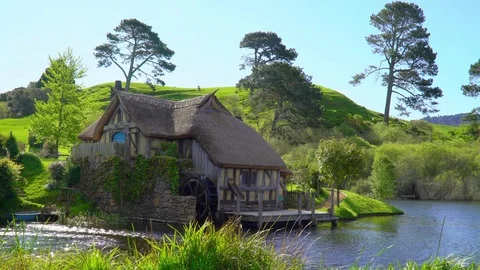 Water Mill at Hobbiton Stock Footage 85425611