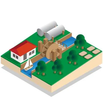 Water mill. Stock Illustration