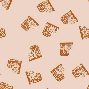 Water mill industry glyph vector seamless pattern Stock Illustration