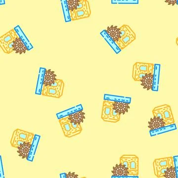 Water mill industry vector seamless pattern 스톡 일러스트