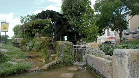 Water mill on the La Sorgue river in 4k Stock Footage 96500550