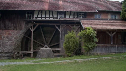 Water mill with large wheel Stock Footage 270074845