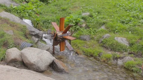 Water mill in the little mountain river in Italy Stock Footage 94293161