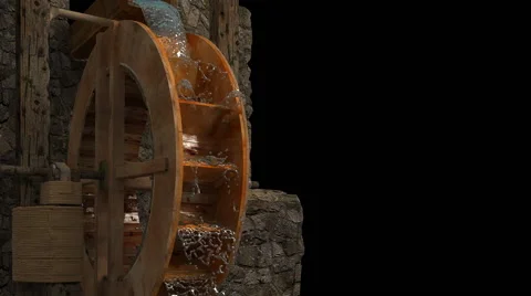 Water-mill with luma matte.3d render.HD. Video stock 50431955