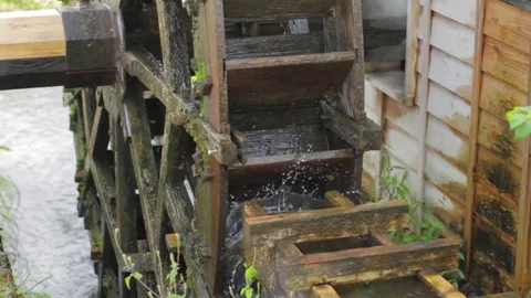 Water mill medium shot standard focus Stock Footage