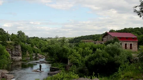 Water mill on the river Video stock 97021195