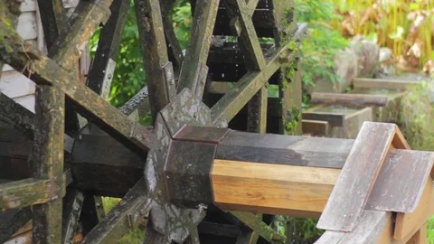 Water mill in Saitama close shot shallow focus Stock Footage