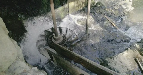 Water mill wheel turning. Old water mill... | Stock Video | Pond5