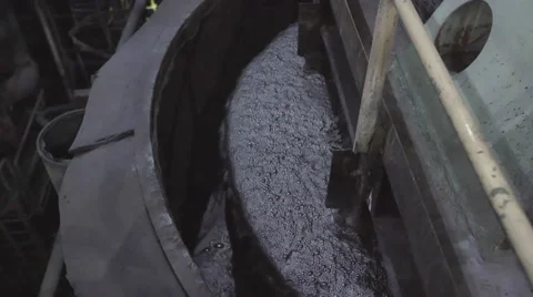 Water mixed with ore bubbles and shimmers in copper processing industry plant Видео 62221245