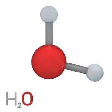 Water model molecule. Isolated on white background. 3D rendering illustration Иллюстрация