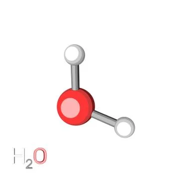 Water model molecule. Isolated on white background. 3D rendering illustration Иллюстрация
