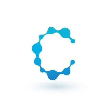 Water molecular initial Letter C Logo design, Fluid liquid Design Element wit Stock Illustration