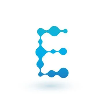 Water molecular initial Letter E Logo design, Fluid liquid Design Element wit Stock Illustration