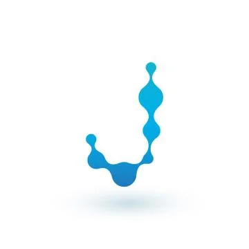 Water molecular initial Letter J Logo design, Fluid liquid Design Element wit Stock Illustration