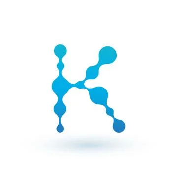 Water molecular initial Letter K Logo design, Fluid liquid Design Element wit Stock Illustration