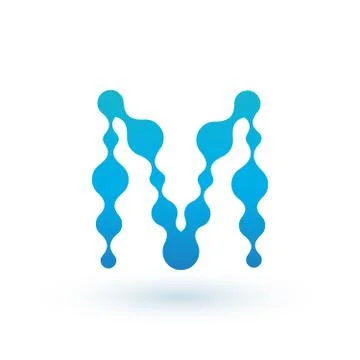 Water molecular initial Letter M Logo design, Fluid liquid Design Element wit Stock Illustration