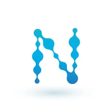 Water molecular initial Letter N Logo design, Fluid liquid Design Element wit Stock Illustration