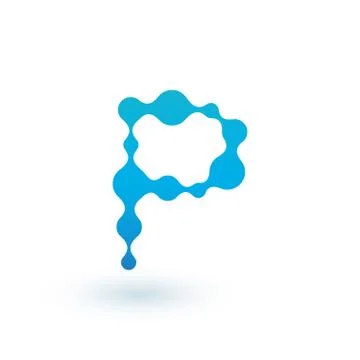 Water molecular initial Letter P Logo design, Fluid liquid Design Element wit Stock Illustration