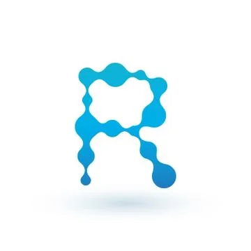 Water molecular initial Letter R Logo design, Fluid liquid Design Element wit Illustrazione stock