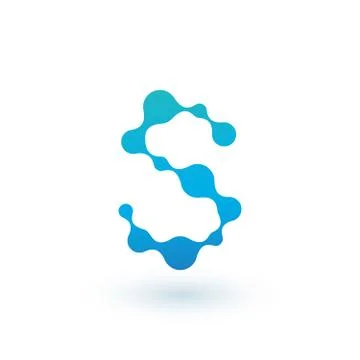 Water molecular initial Letter S Logo design, Fluid liquid Design Element wit Illustrazione stock