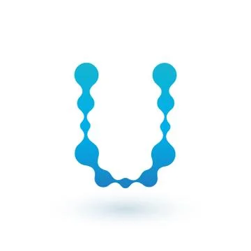 Water molecular initial Letter U Logo design, Fluid liquid Design Element wit Stock Illustration