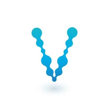 Water molecular initial Letter V Logo design, Fluid liquid Design Element wit Stock Illustration