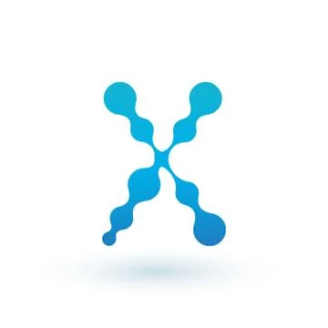 Water molecular initial Letter X Logo design, Fluid liquid Design Element wit Stock Illustration