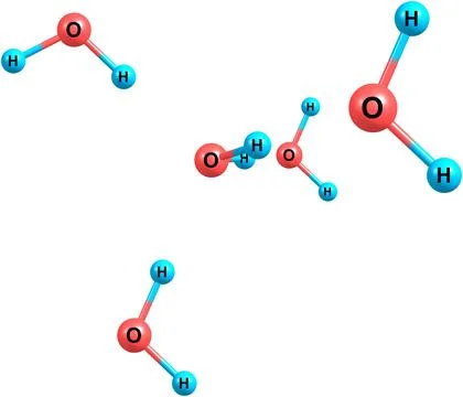 Water molecular structures isolated on white background Stock Illustration