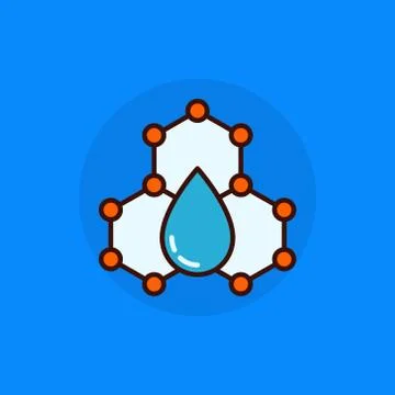 Water molecule flat icon Stock Illustration