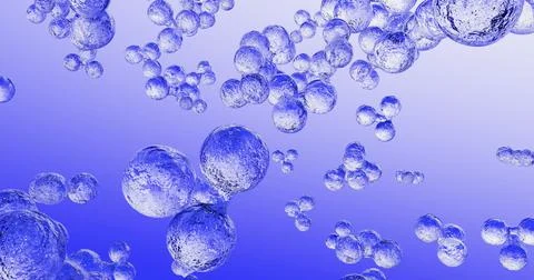 Water molecule has three atoms, two hydrogen and one oxygen. 3d render Stock Illustration