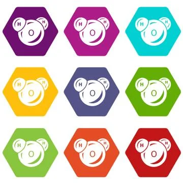 Water molecule icons set 9 Stock Illustration