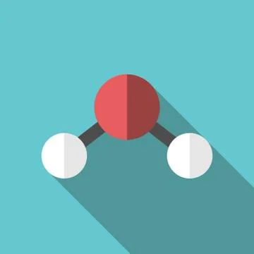 Water molecule, long shadow Stock Illustration