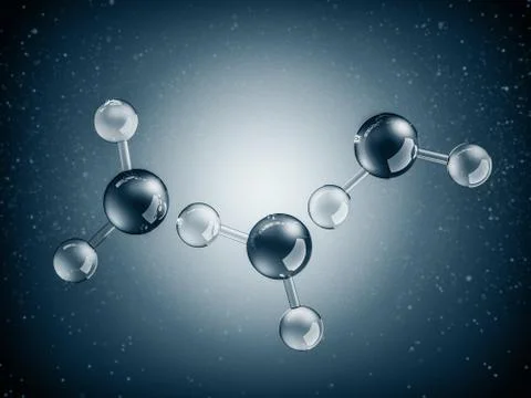 Water molecule, Macro, Science background. Stock Illustration