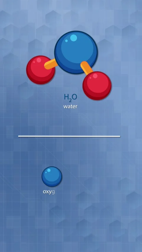 Water Molecule Structure Animation With Element Labels and Breakdown Video stock 318440505