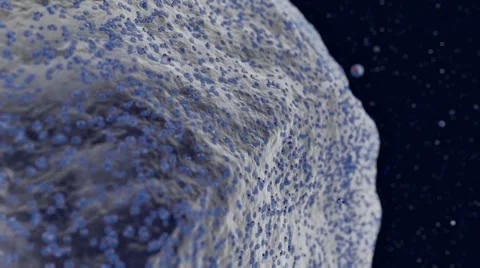 Water molecules settling on a microscopic particle transfering heat. Stock Footage 58937630